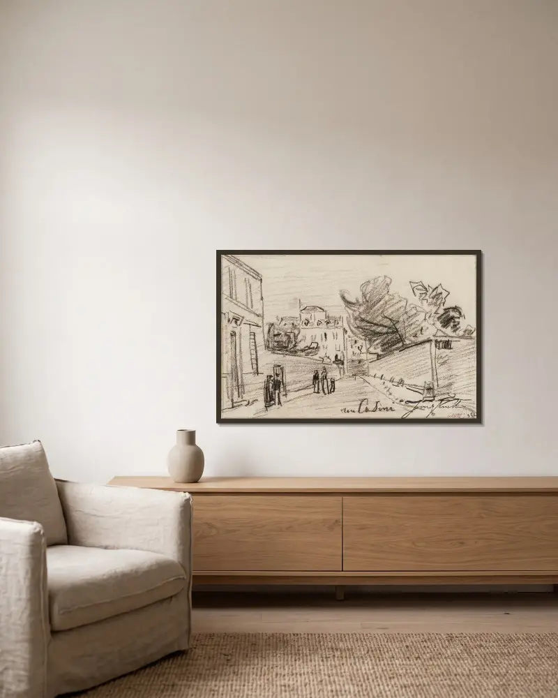 Rue Cassini. 9ème arrondissement av Johan Barthold Jongkind inramad på en vägg