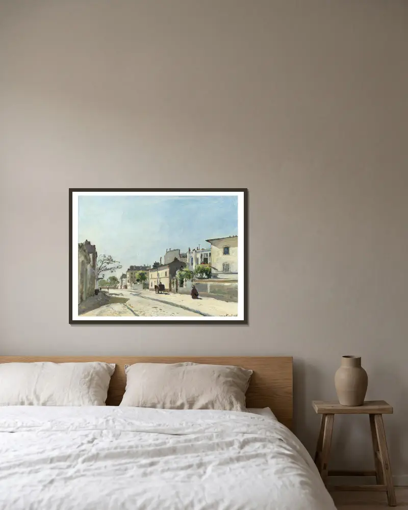 Rue Nôtre-Dame, Paris av Johan Barthold Jongkind inramad på en vägg