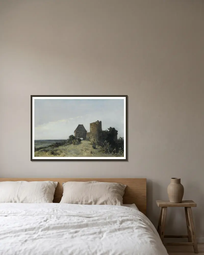 Ruins of the Rosemont castle av Johan Barthold Jongkind inramad på en vägg