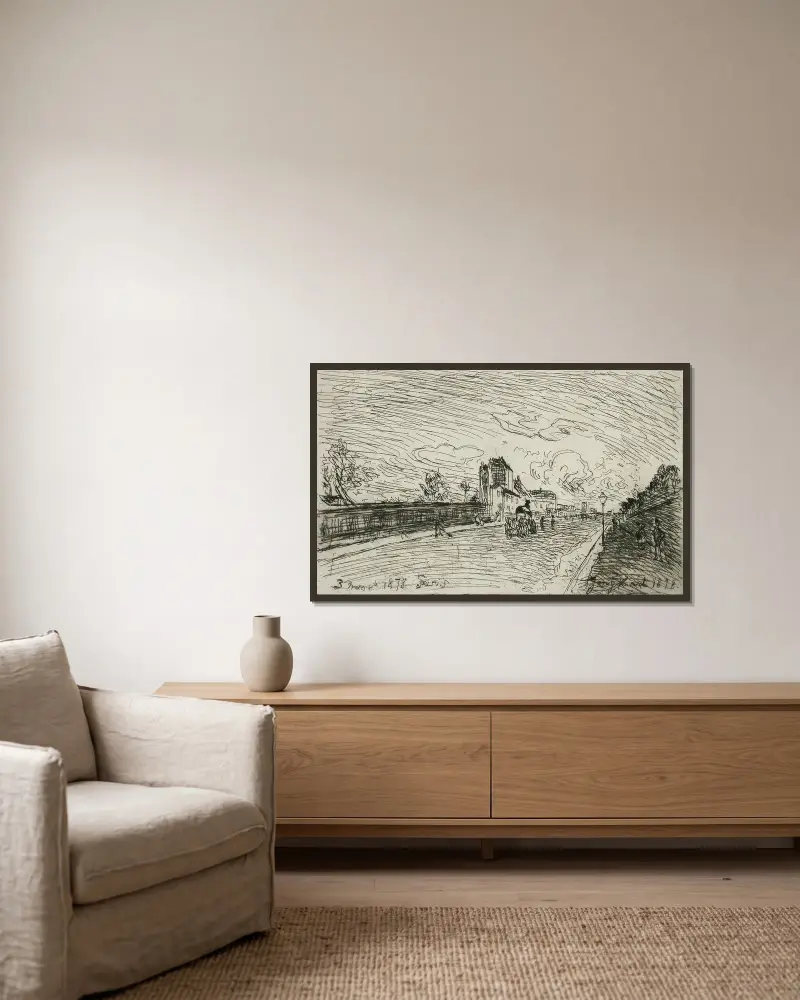 Utgång från Maison Cochin av Johan Barthold Jongkind inramad på en vägg