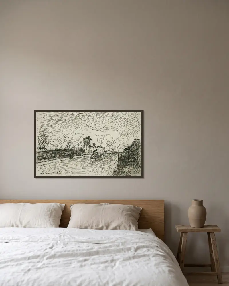 Utgång från Maison Cochin av Johan Barthold Jongkind inramad på en vägg