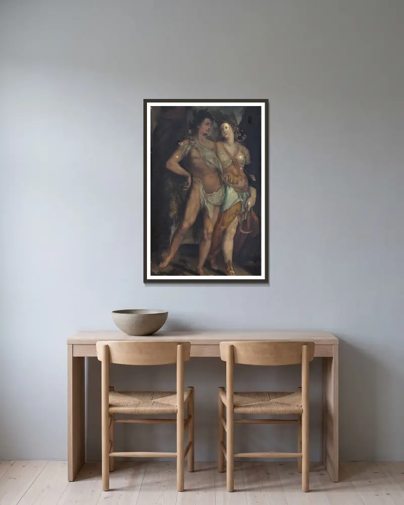 Ceres und Bacchus von Bartholomaeus Spranger gerahmt an einer Wand