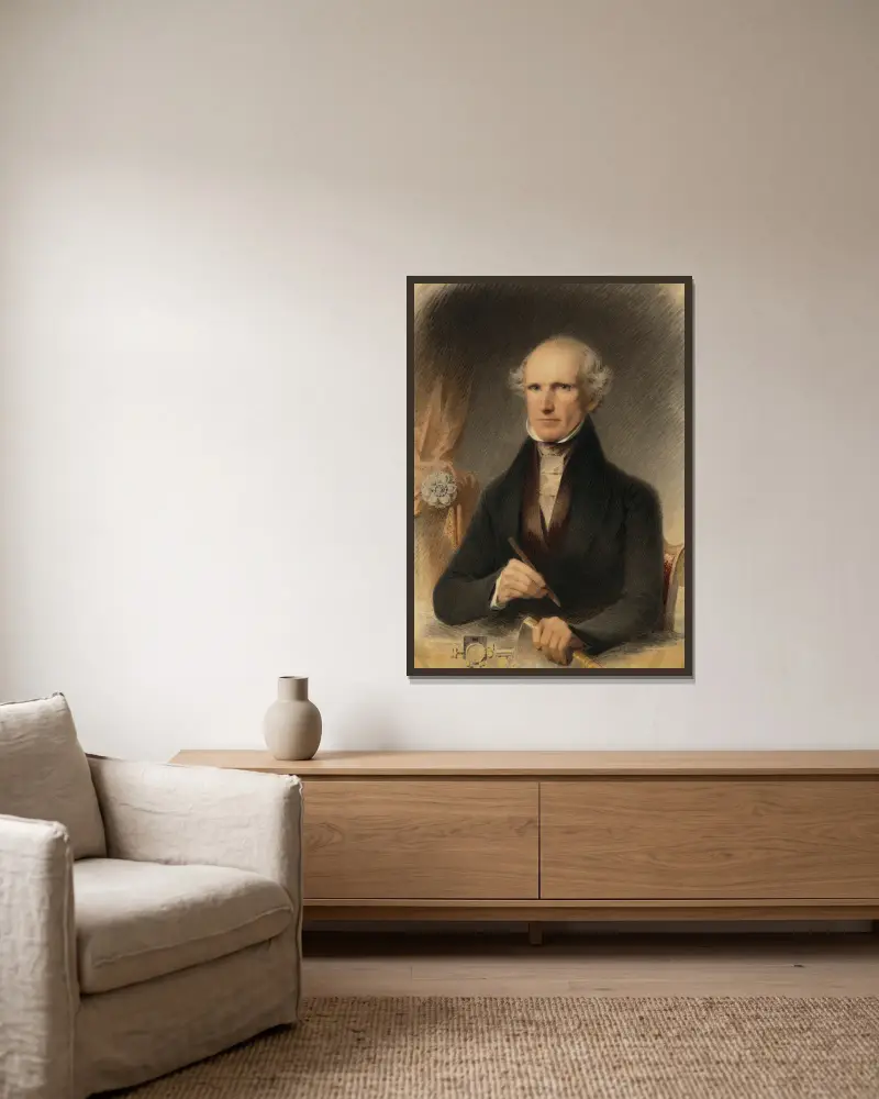 Selbstporträt von James Barton Longacre gerahmt an einer Wand