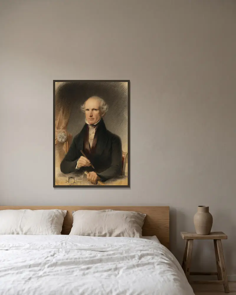 Selbstporträt von James Barton Longacre gerahmt an einer Wand