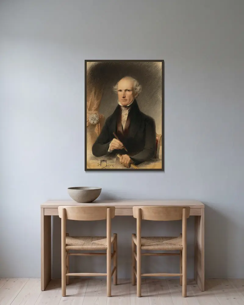 Selbstporträt von James Barton Longacre gerahmt an einer Wand