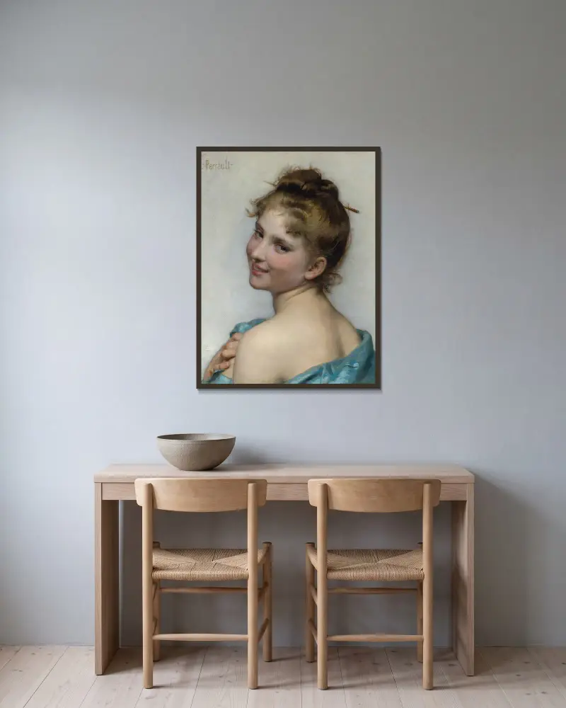Eine junge Schönheit von Léon-Jean-Basile Perrault gerahmt an einer Wand