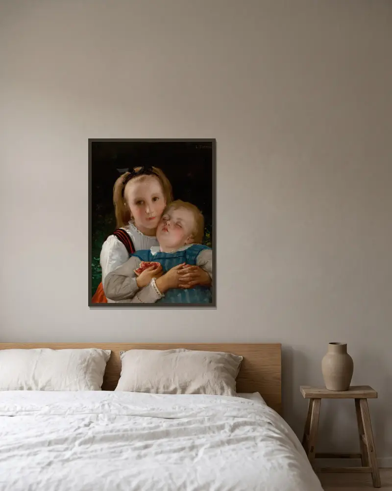 Brüderliche Liebe von Léon-Jean-Basile Perrault gerahmt an einer Wand