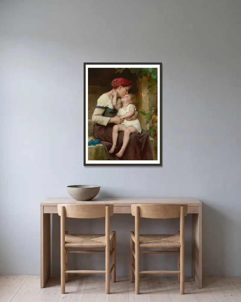 Mutter mit Kind von Léon-Jean-Basile Perrault gerahmt an einer Wand