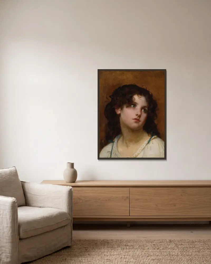 Portrait Of A Young Child av Léon-Jean-Basile Perrault inramad på en vägg