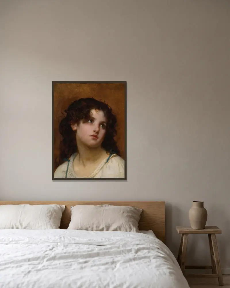 Portrait Of A Young Child av Léon-Jean-Basile Perrault inramad på en vägg
