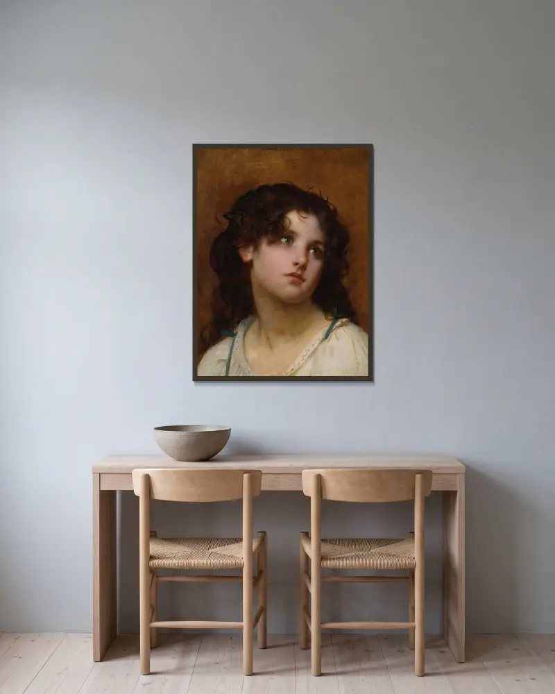 Portrait Of A Young Child av Léon-Jean-Basile Perrault inramad på en vägg