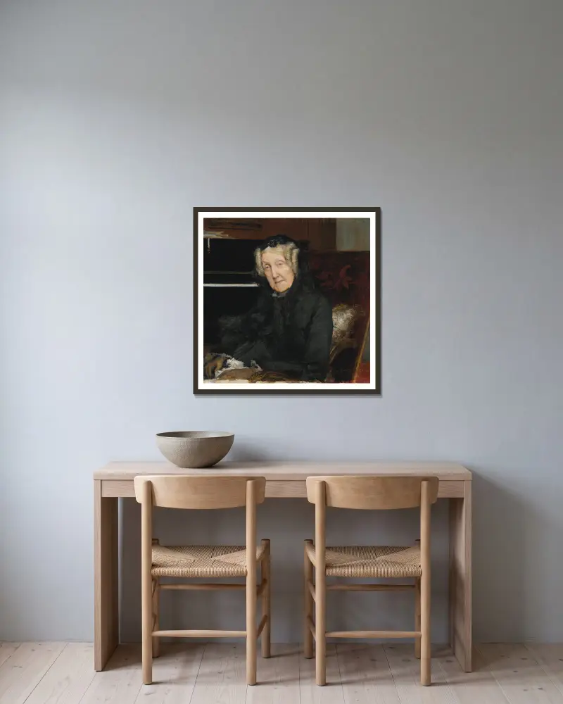 Porträt von Madame Waskiewicz von Jules Bastien-Lepage gerahmt an einer Wand
