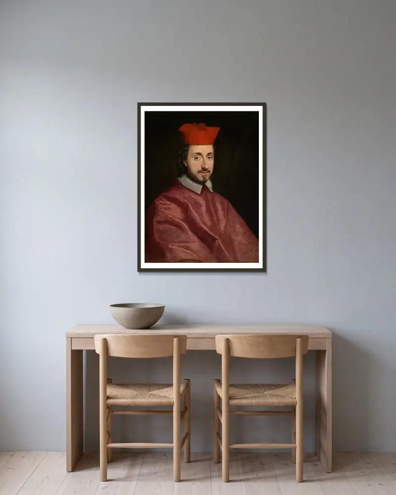 Porträtt av kardinal Paluzzo Paluzzi degli Albertoni av Giovanni Battista Gaulli inramad på en vägg