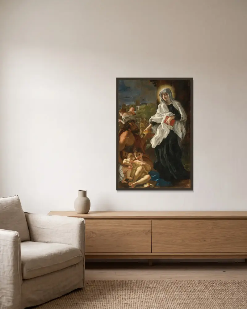 Błogosławiona Ludovica Albertoni rozdająca jałmużnę, Giovanni Battista Gaulli w ramie na ścianie