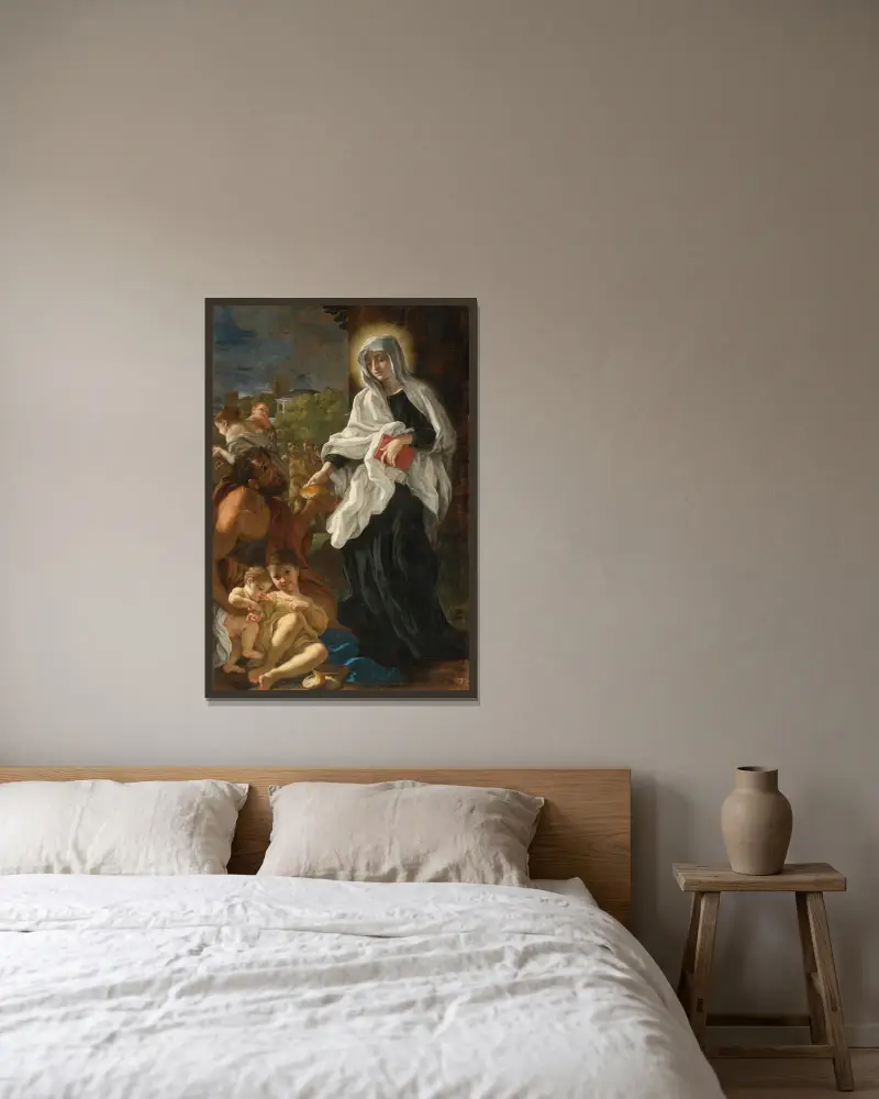 Błogosławiona Ludovica Albertoni rozdająca jałmużnę, Giovanni Battista Gaulli w ramie na ścianie