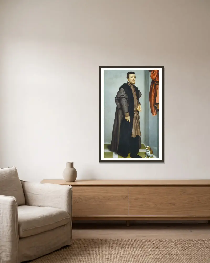 Gian Federico Madruzzo av Giovanni Battista Moroni inramad på en vägg