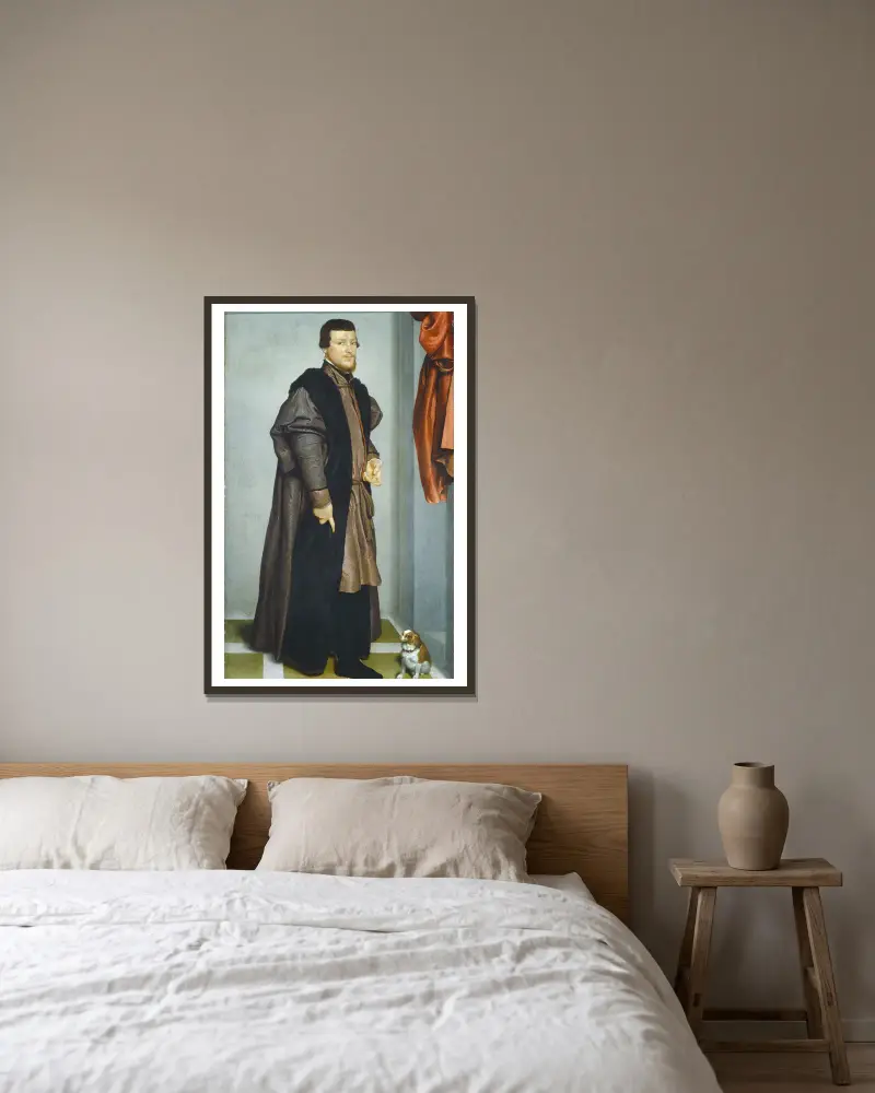 Gian Federico Madruzzo av Giovanni Battista Moroni inramad på en vägg