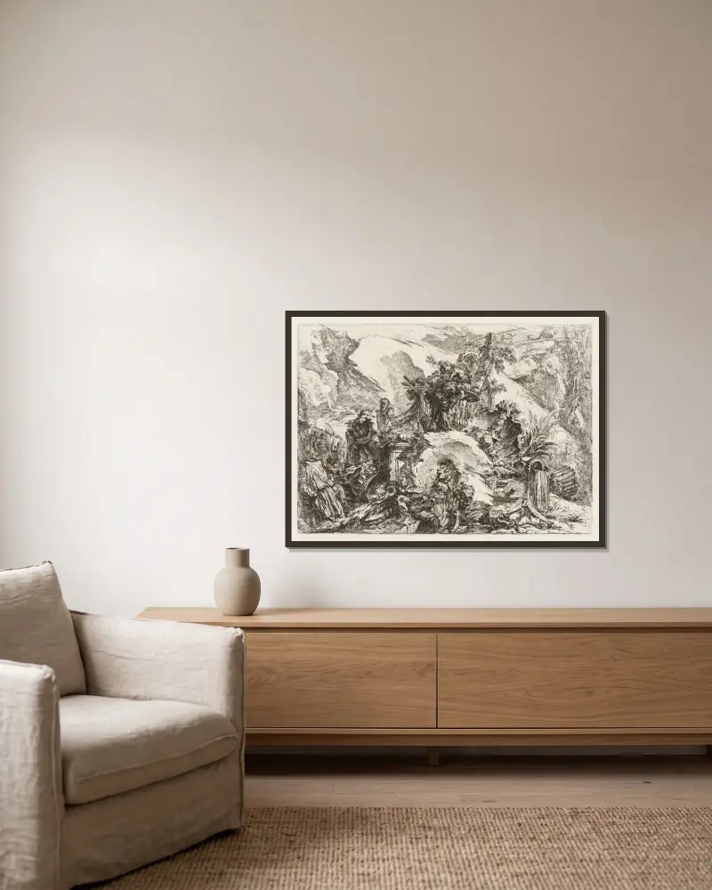Skeletten av Giovanni Battista Piranesi inramad på en vägg