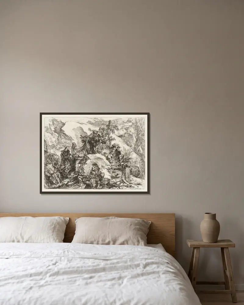 Skeletten av Giovanni Battista Piranesi inramad på en vägg