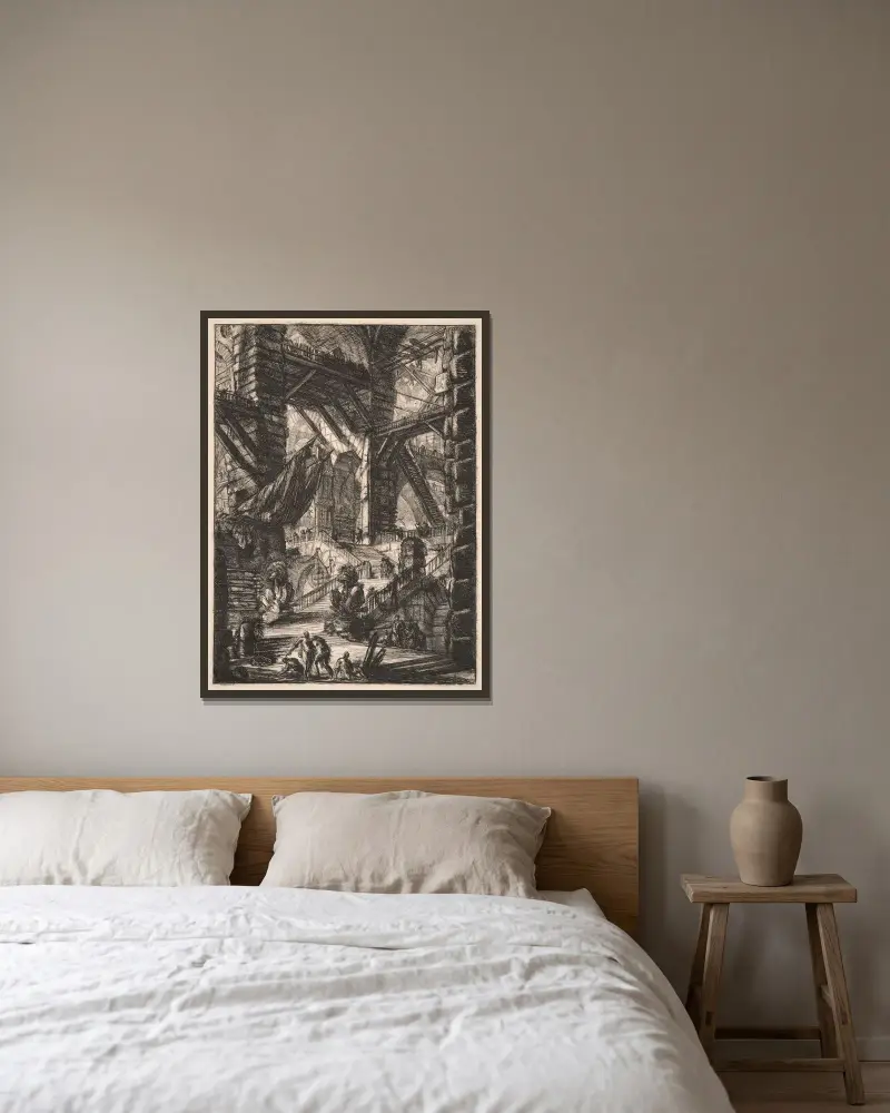 Trappan med troféer av Giovanni Battista Piranesi inramad på en vägg