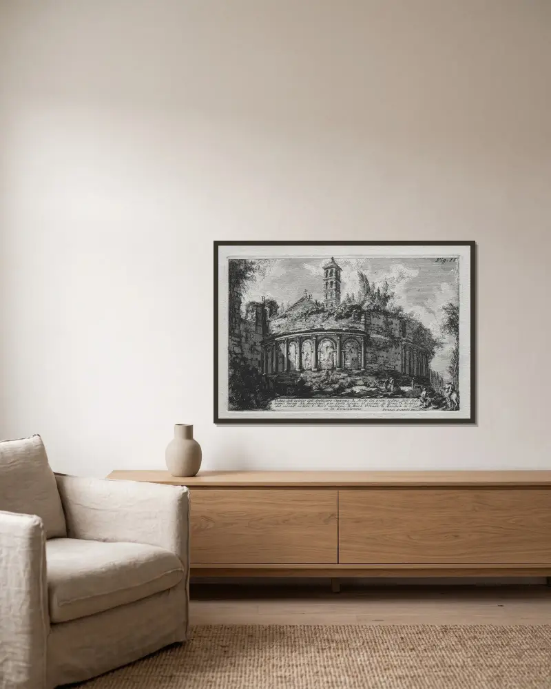 Veduta dell’avanzo dell’Anfiteatro Castranse av Giovanni Battista Piranesi inramad på en vägg