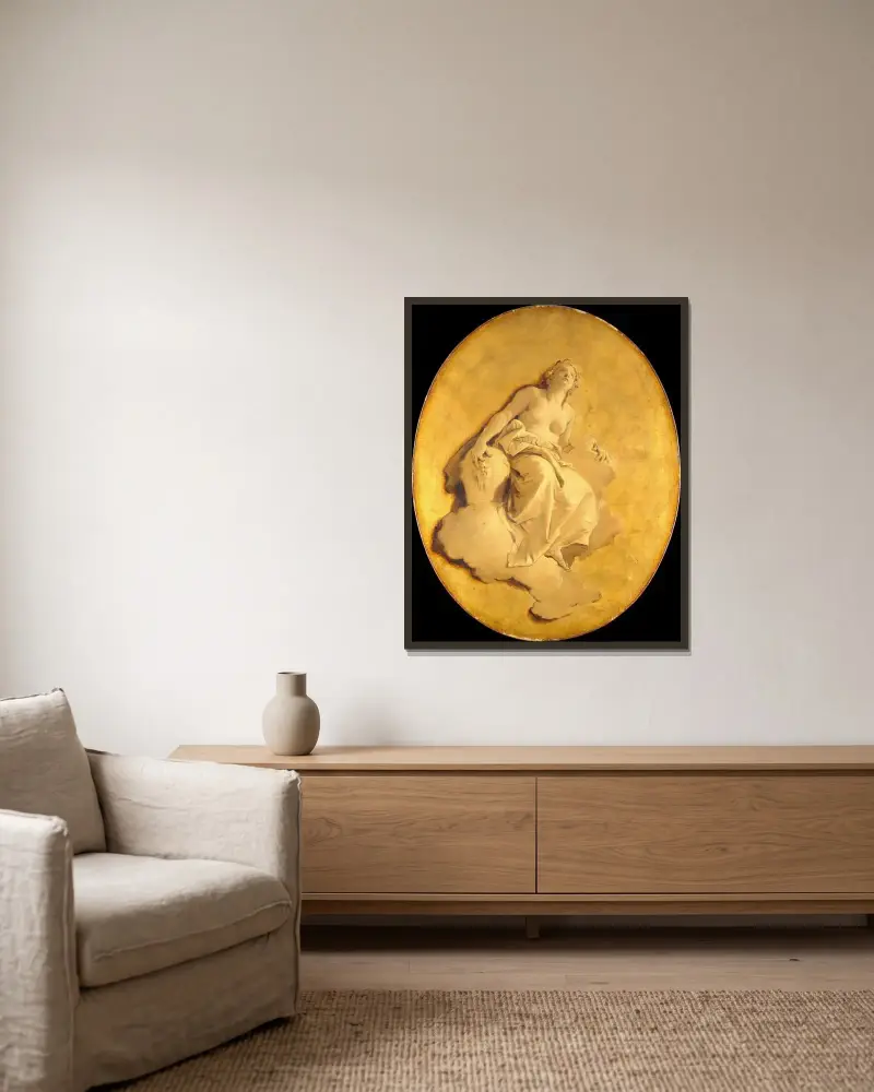 Kvinnlig allegorisk figur av Giovanni Battista Tiepolo inramad på en vägg