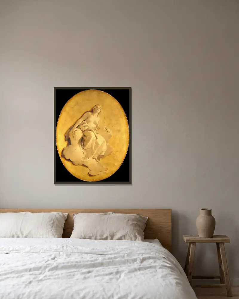 Kvinnlig allegorisk figur av Giovanni Battista Tiepolo inramad på en vägg