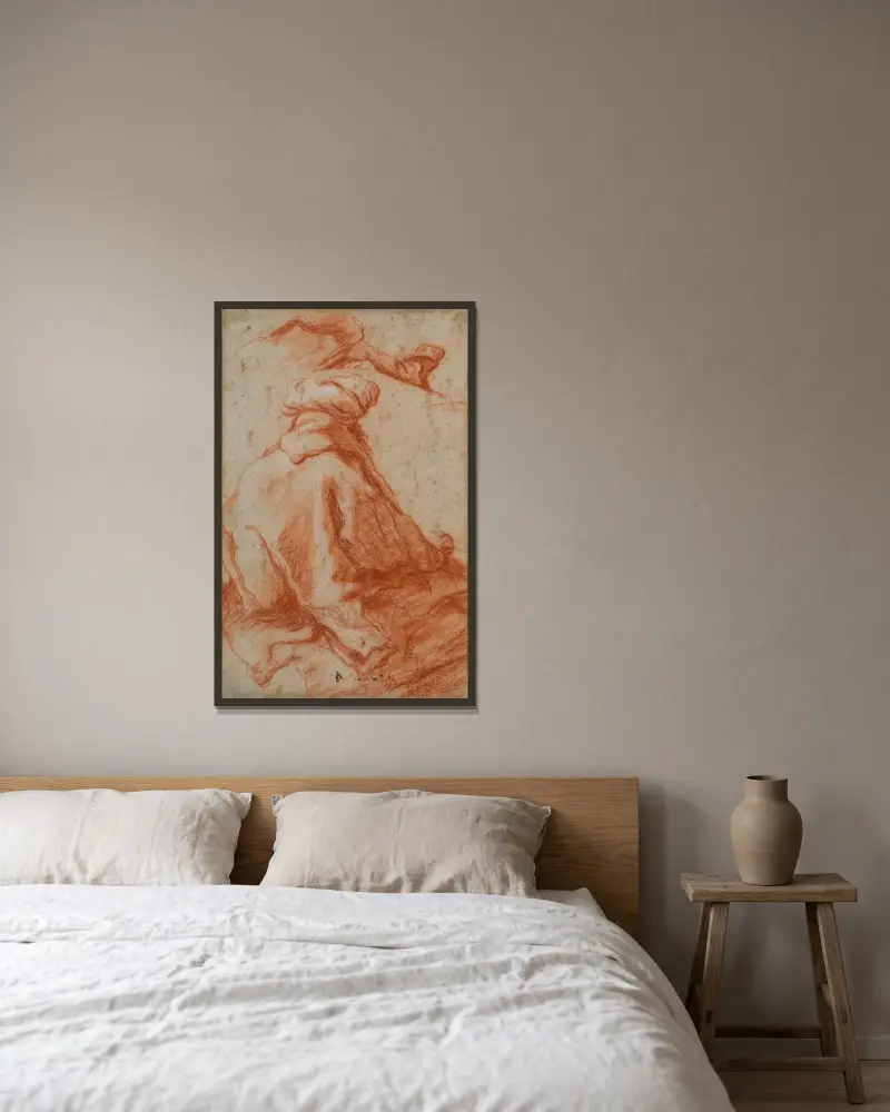 Man i turban, sedd bakifrån av Giovanni Battista Tiepolo inramad på en vägg