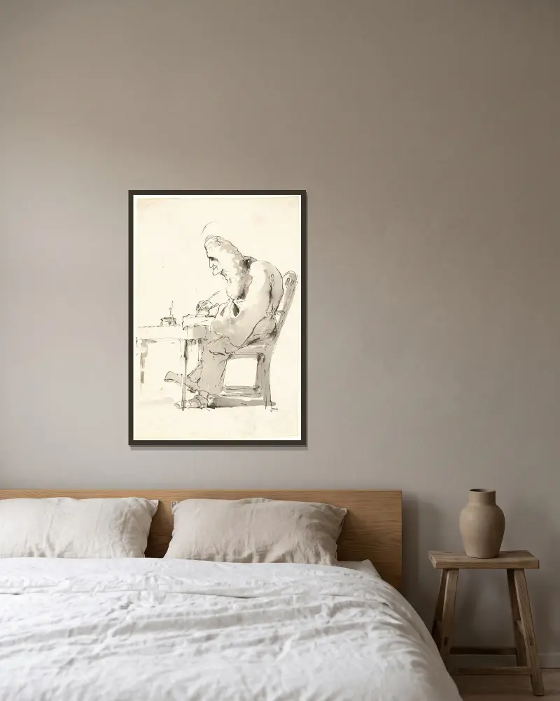 En venetiansk advokat vid sitt skrivbord av Giovanni Battista Tiepolo inramad på en vägg