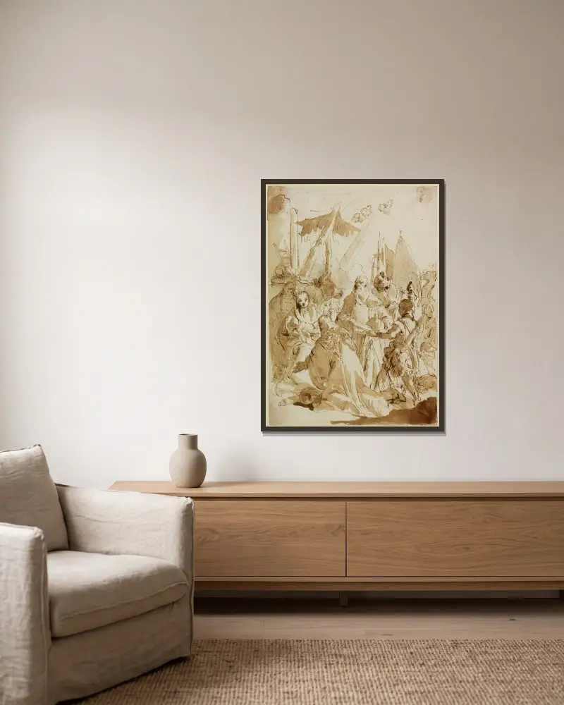 Adoration of the Magi av Giovanni Battista Tiepolo inramad på en vägg