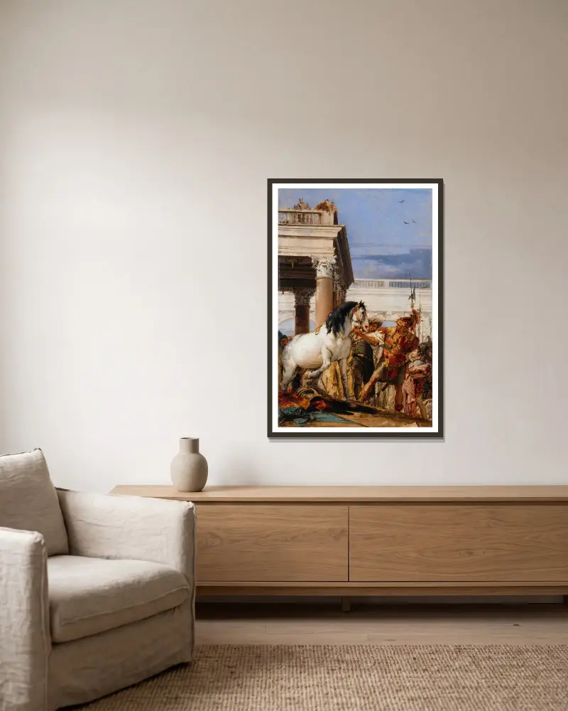 Alexander und Bucephalus, 1757 – Nr. 2 von Giovanni Battista Tiepolo gerahmt an einer Wand