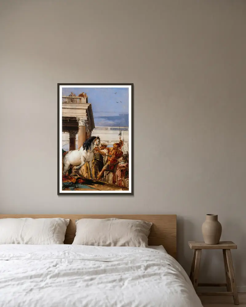 Alexander und Bucephalus, 1757 – Nr. 2 von Giovanni Battista Tiepolo gerahmt an einer Wand