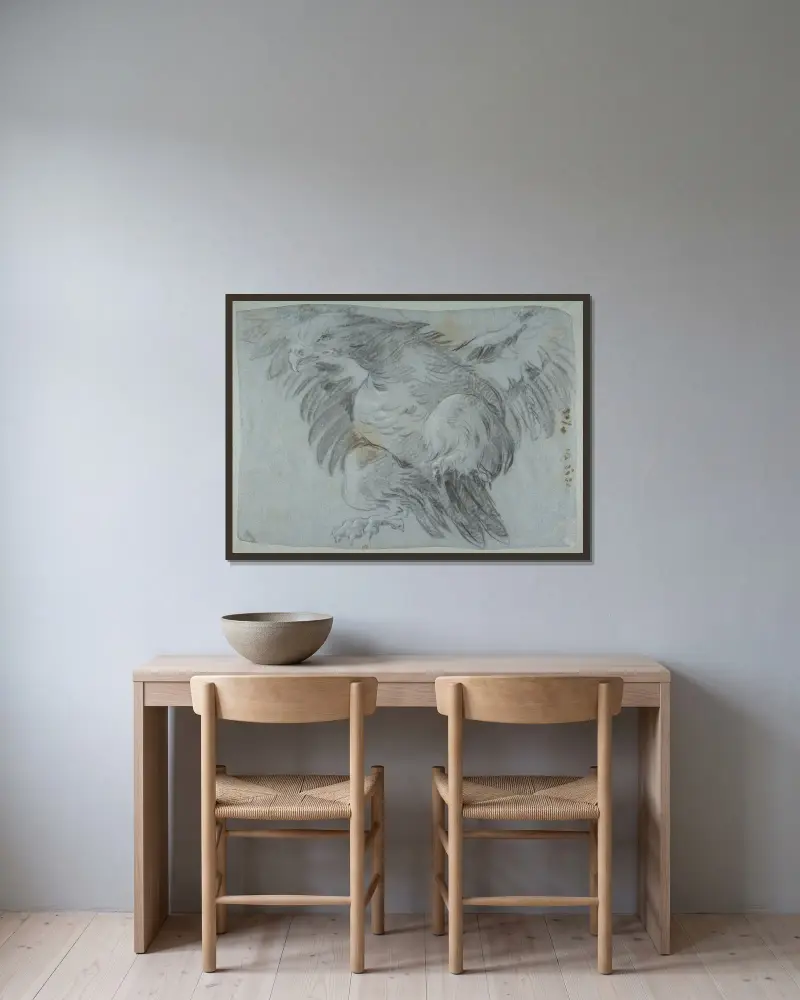 En örn med utbredda vingar av Giovanni Battista Tiepolo inramad på en vägg