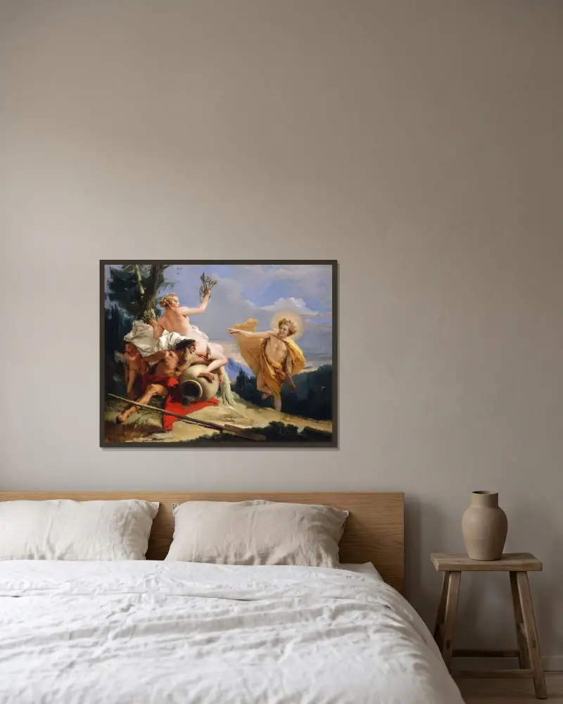 Apollo och Daphne av Giovanni Battista Tiepolo inramad på en vägg