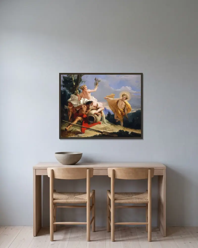 Apollo och Daphne av Giovanni Battista Tiepolo inramad på en vägg