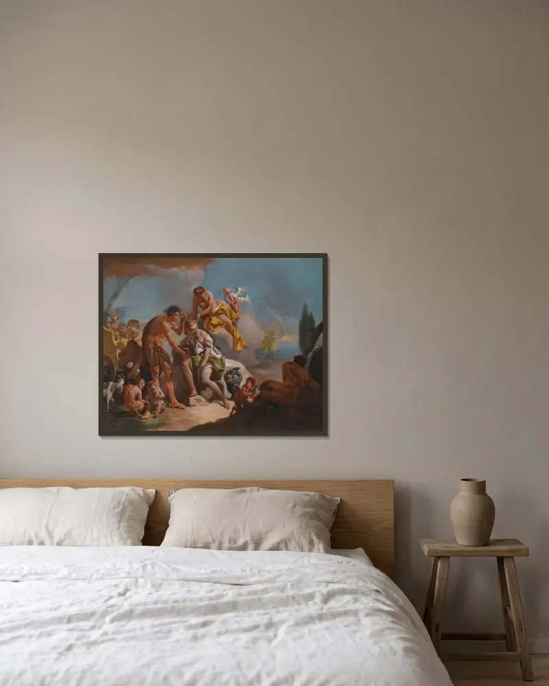 Bacchus och Ariadne av Giovanni Battista Tiepolo inramad på en vägg