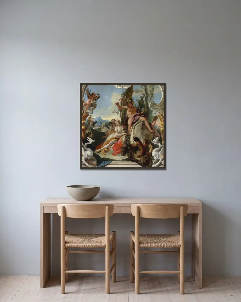 Bacchus und Ariadne von Giovanni Battista Tiepolo gerahmt an einer Wand