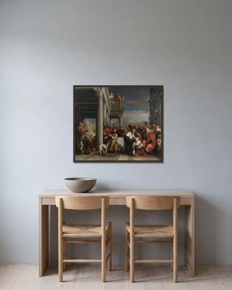 Kristus i Simon fariséns hus av Giovanni Battista Tiepolo inramad på en vägg