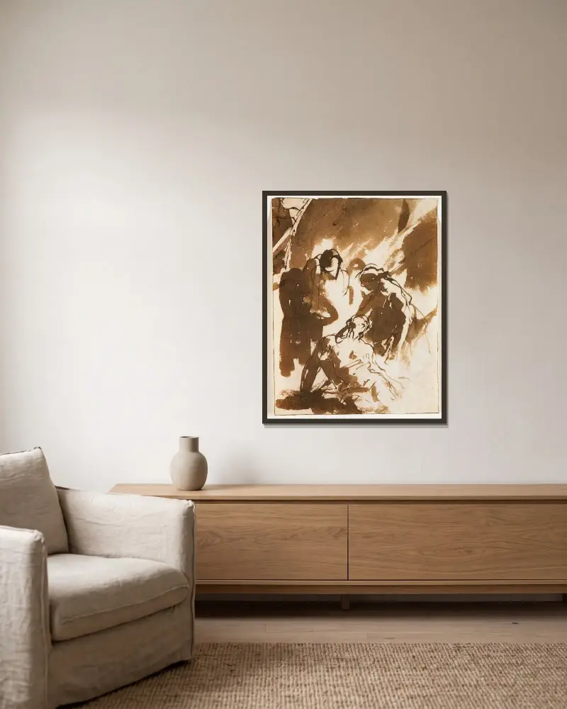 Hyacintos död av Giovanni Battista Tiepolo inramad på en vägg