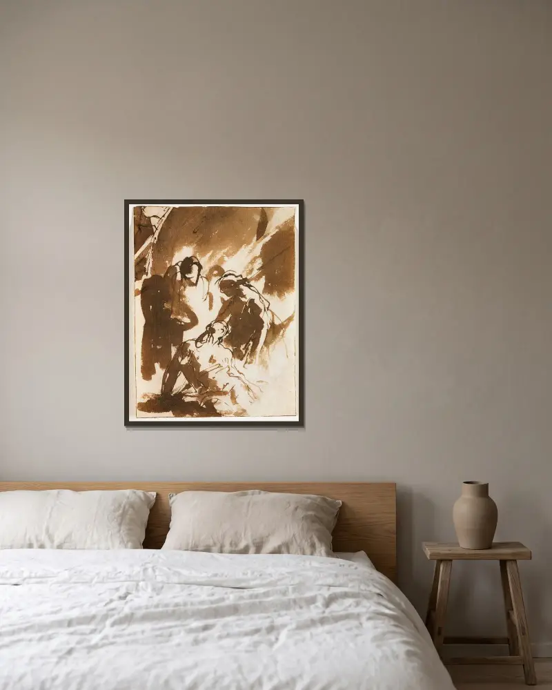 Hyacintos död av Giovanni Battista Tiepolo inramad på en vägg