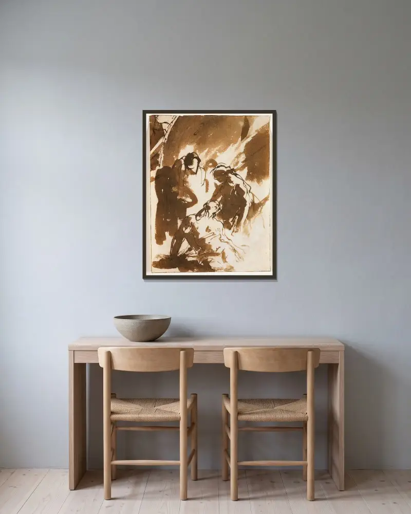 Hyacintos död av Giovanni Battista Tiepolo inramad på en vägg