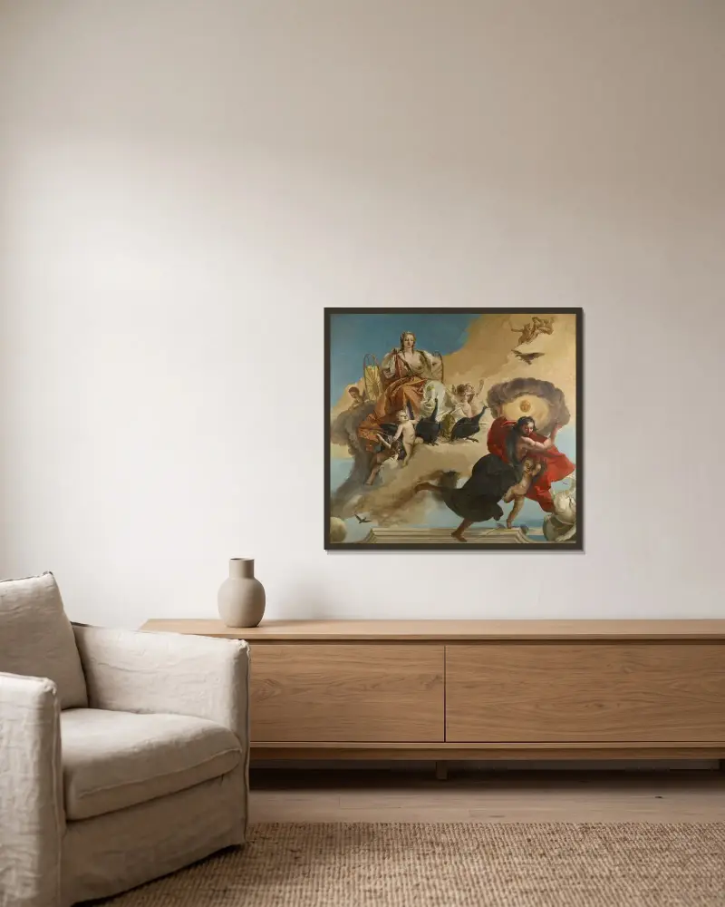 Juno och Luna av Giovanni Battista Tiepolo inramad på en vägg