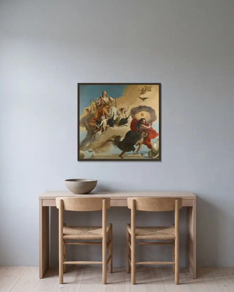 Juno och Luna av Giovanni Battista Tiepolo inramad på en vägg