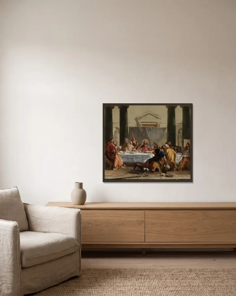Nattvarden av Giovanni Battista Tiepolo inramad på en vägg