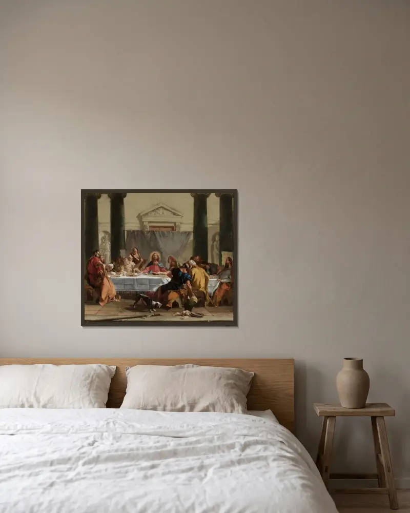Nattvarden av Giovanni Battista Tiepolo inramad på en vägg
