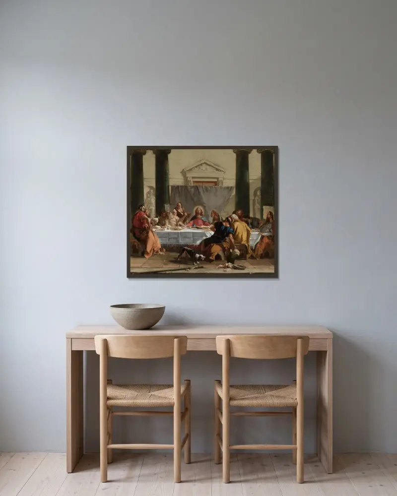 Nattvarden av Giovanni Battista Tiepolo inramad på en vägg