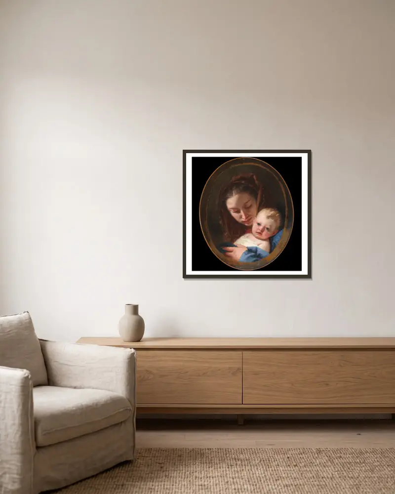 Madonna and Child av Giovanni Battista Tiepolo inramad på en vägg
