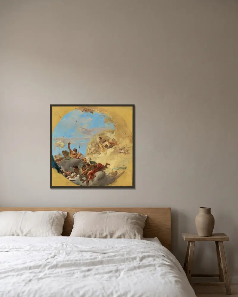 Neptunus och vindarna av Giovanni Battista Tiepolo inramad på en vägg