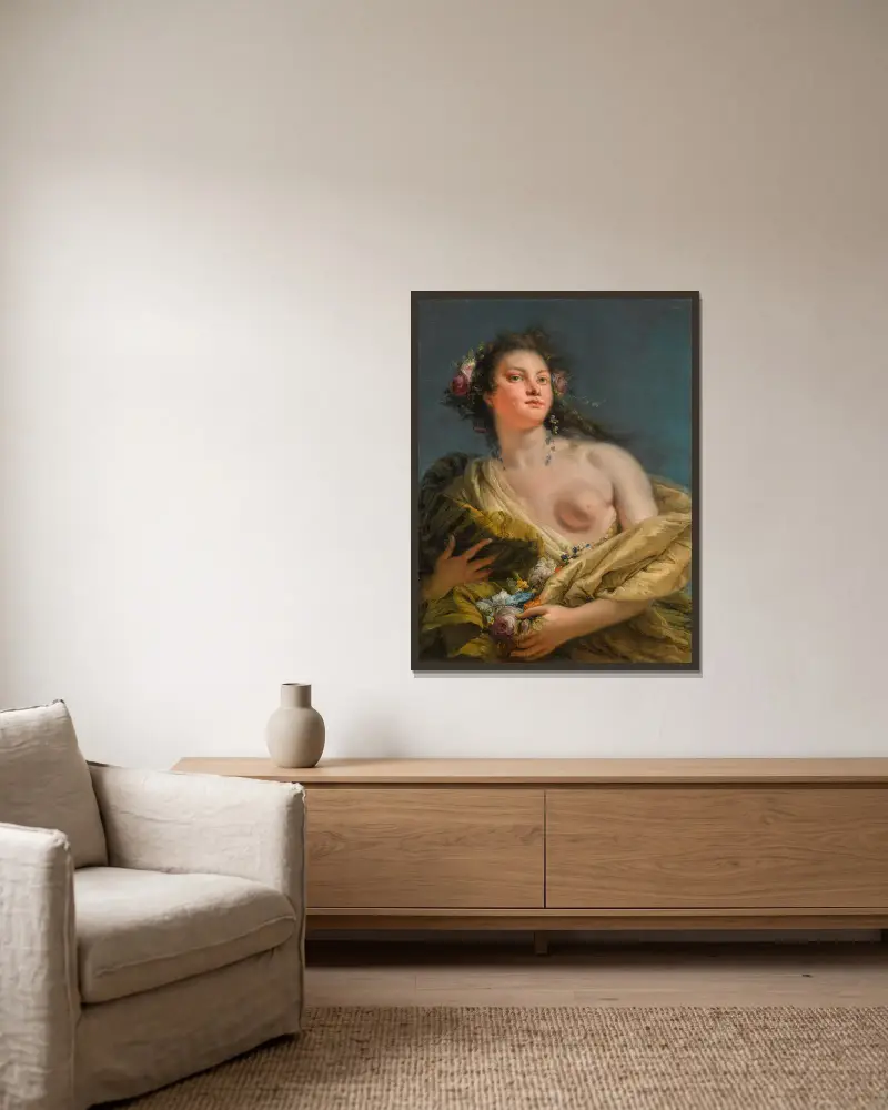 Portret damy jako Flory, Giovanni Battista Tiepolo w ramie na ścianie