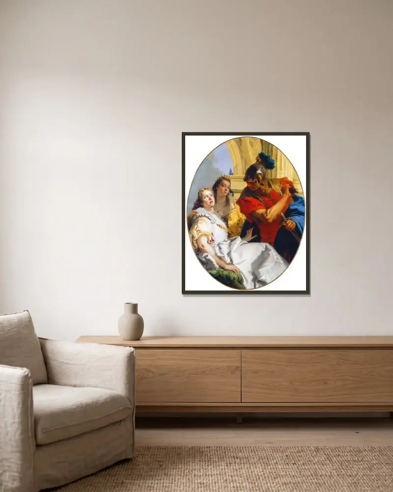 Scen ur antikens historia av Giovanni Battista Tiepolo inramad på en vägg